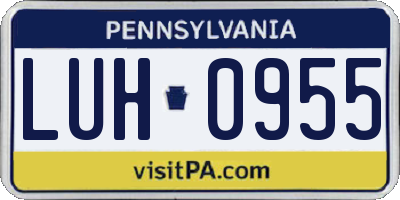 PA license plate LUH0955