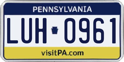 PA license plate LUH0961