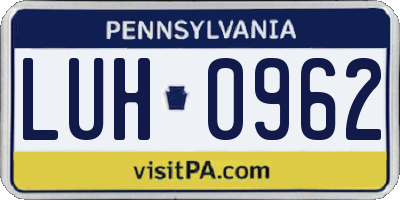 PA license plate LUH0962