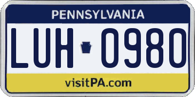 PA license plate LUH0980