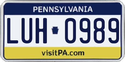 PA license plate LUH0989