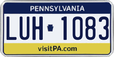 PA license plate LUH1083