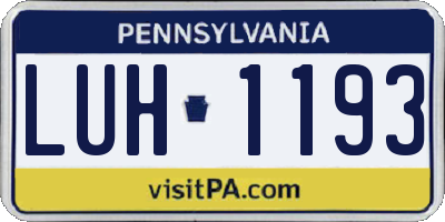 PA license plate LUH1193