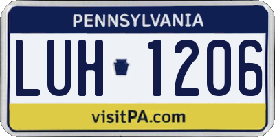PA license plate LUH1206