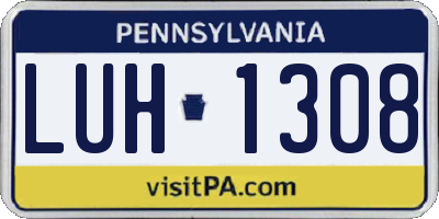 PA license plate LUH1308