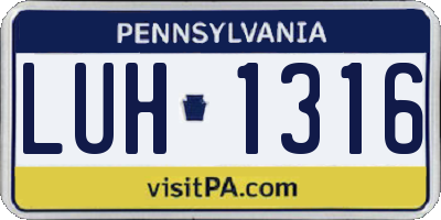 PA license plate LUH1316