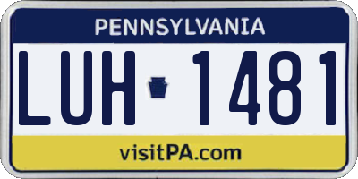 PA license plate LUH1481