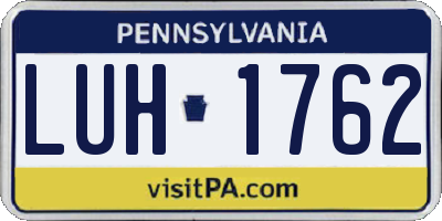PA license plate LUH1762