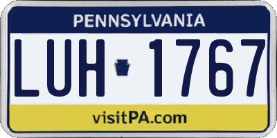 PA license plate LUH1767
