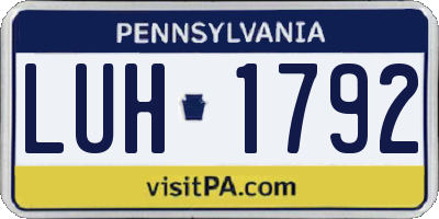 PA license plate LUH1792
