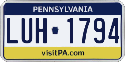 PA license plate LUH1794