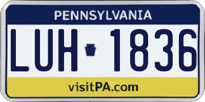 PA license plate LUH1836