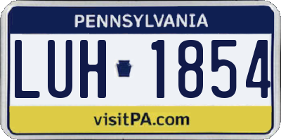 PA license plate LUH1854