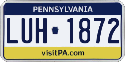 PA license plate LUH1872