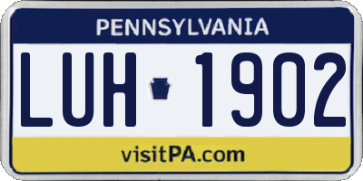 PA license plate LUH1902