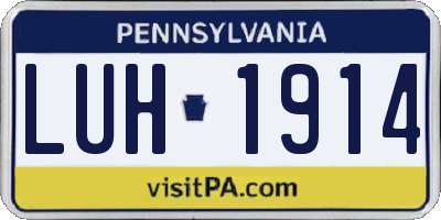PA license plate LUH1914