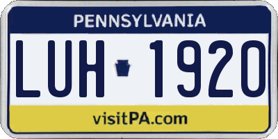 PA license plate LUH1920