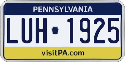 PA license plate LUH1925