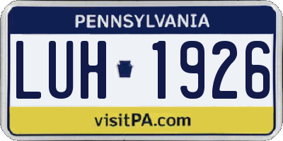 PA license plate LUH1926