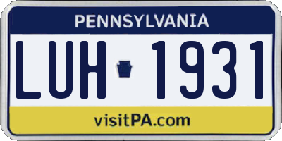 PA license plate LUH1931