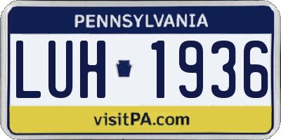 PA license plate LUH1936