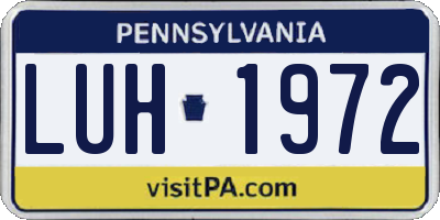 PA license plate LUH1972