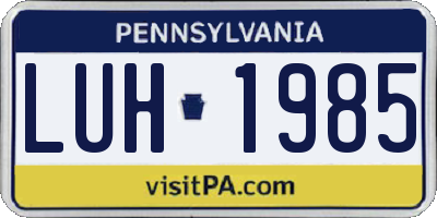 PA license plate LUH1985