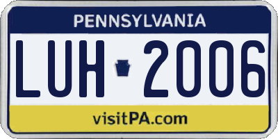 PA license plate LUH2006