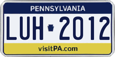 PA license plate LUH2012