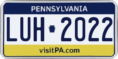PA license plate LUH2022