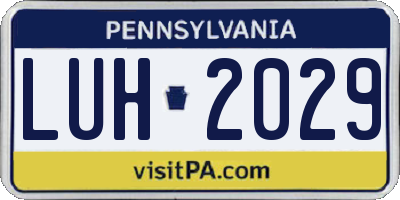 PA license plate LUH2029