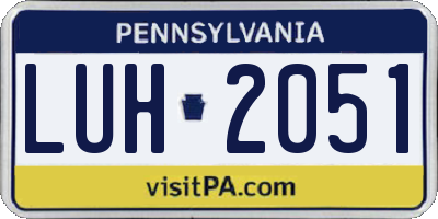 PA license plate LUH2051
