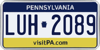 PA license plate LUH2089