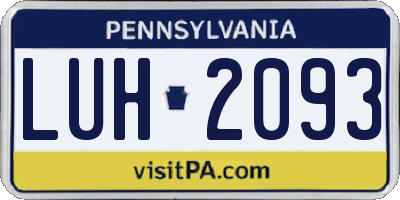 PA license plate LUH2093