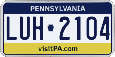 PA license plate LUH2104