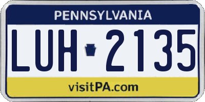 PA license plate LUH2135