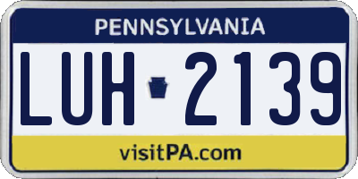 PA license plate LUH2139