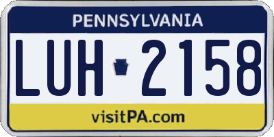 PA license plate LUH2158