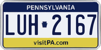 PA license plate LUH2167