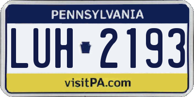 PA license plate LUH2193