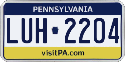 PA license plate LUH2204