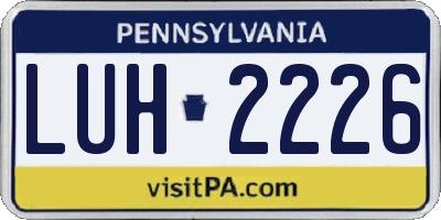 PA license plate LUH2226