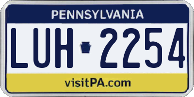PA license plate LUH2254