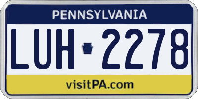 PA license plate LUH2278