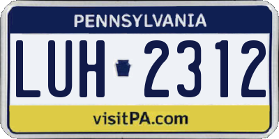 PA license plate LUH2312