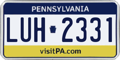 PA license plate LUH2331
