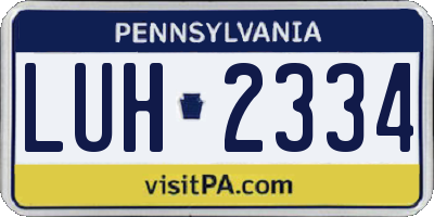 PA license plate LUH2334