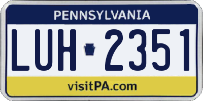 PA license plate LUH2351