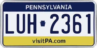PA license plate LUH2361