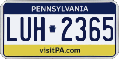 PA license plate LUH2365